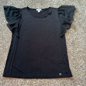 Calvin Klein Black Ruffle Sleeve Top